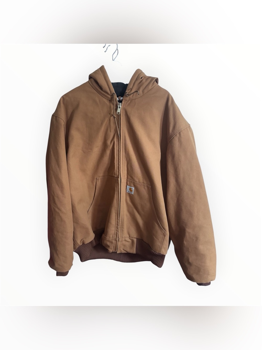 Carhartt J140 BRN XL Brown Duck Active Jacket Hooded Workwear | Size XL